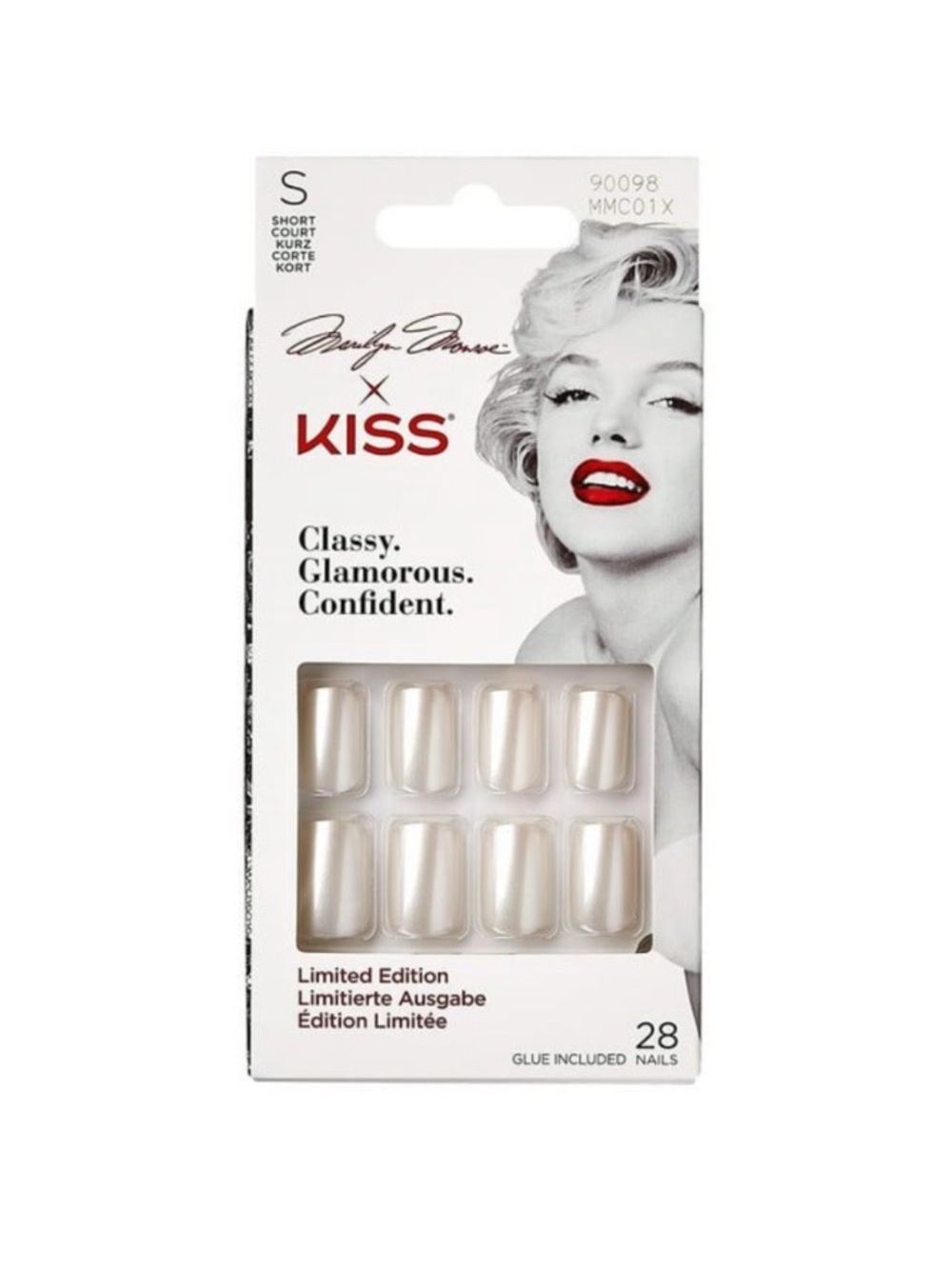 KISS Marilyn Monroe Short Press-On Nails - Pearl White & Nude